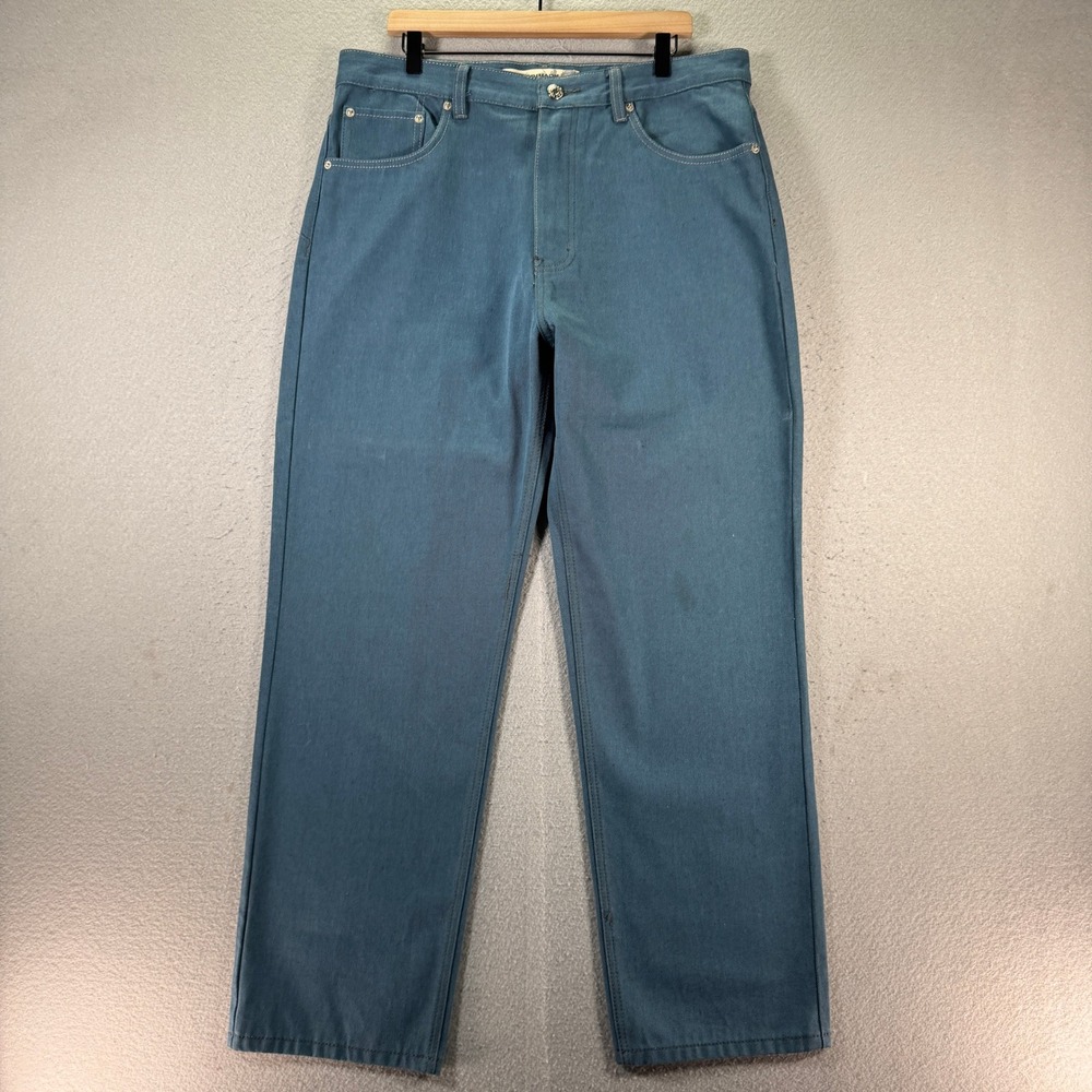 PJ‎ Mark Mens Straight Leg Teal Blue Denim Pants W38 L32 100% Cotton 29-238-Z